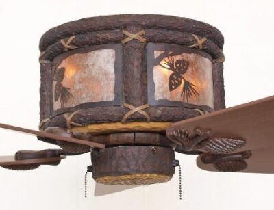 Timber Creek Ceiling Hugger Fan Pinecones Scene with Silver Mica Liner