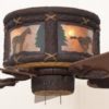Timber Creek Ceiling Hugger Fan Horses Scene with Silver Mica Liner
