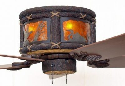Timber Creek Ceiling Hugger Fan Ducks Scene with Amber Mica Liner