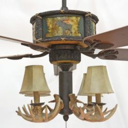 Copper Canyon Timber Creek Ceiling Fan Moose Scene with Amber Mica Liner and KVLK580-FBZ Light Kit