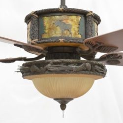 Copper Canyon Timber Creek Ceiling Fan Moose Scene with Amber Mica Liner and CCPA350B-FBZ Light Kit