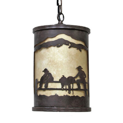 Alternative view of Copper Canyon Hammered Bar Western Pendant Lighting