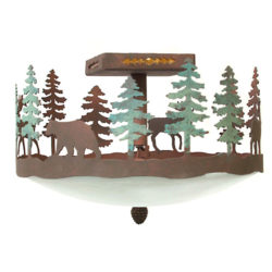 Forest Scene Design - Color C146 w/green trees - Pine cone Finial