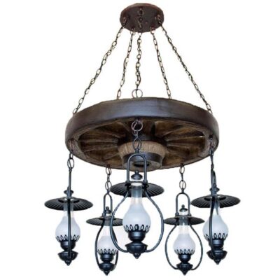Copper Canyon Old Colorado Wagon Wheel 5 Light Lantern Chandelier
