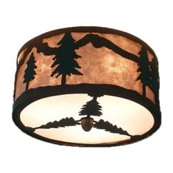 Copper Canyon CL830 Pine Tree Ceiling Light with light on