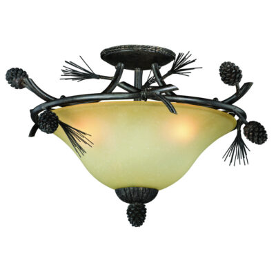 Vaxcel Sierra 3 Light Semi-Flush Black Walnut Ceiling Light