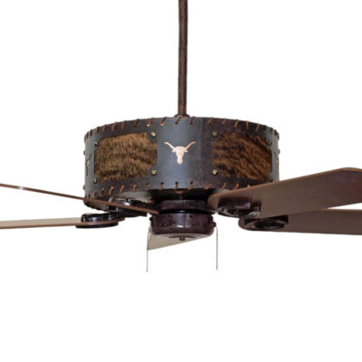 Buckle and Steer Head Design in Color C032A with Brindle Hide - Walnut Blades - Silver Mica Liner