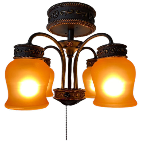 Western Star Ceiling Light with Amber Glass