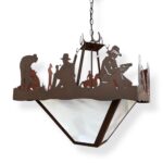 Cowboy Camping Scene Chandelier - 22 inches