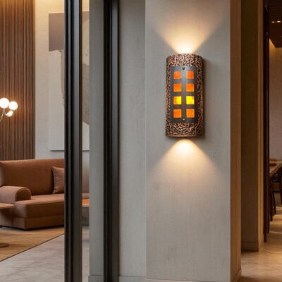 Alternative view of Masculine Hammered Textured Wall Sconce