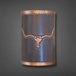 Rustic Copper Longhorn Wall Sconce