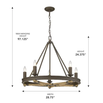 Ranch Style Five Light Rustic Chandelier