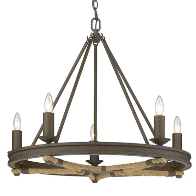 Rustic Cabin Chandelier with Copper Weathered Finish