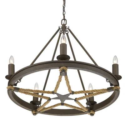 Rustic Western Star Chandelier - 5 Light